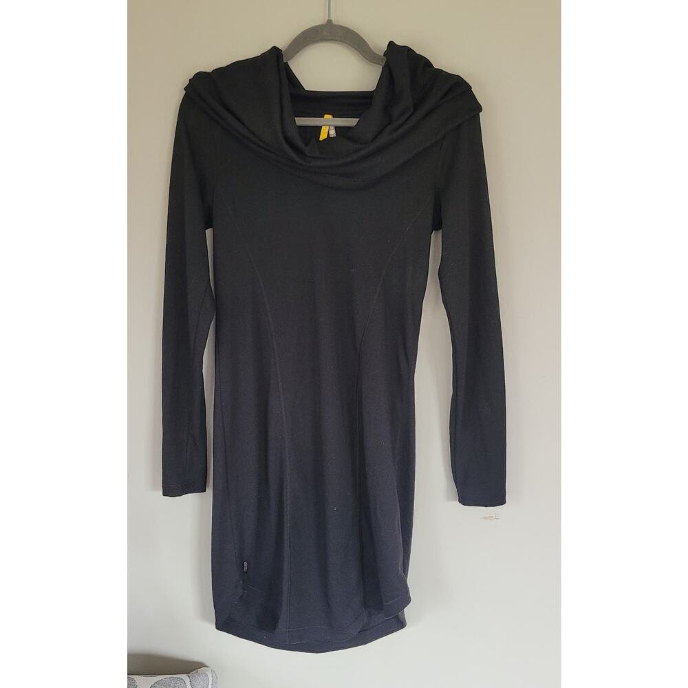 Lole Cowl Drape Neck Long Sleeve Athletic Dress Stretchy Black XS